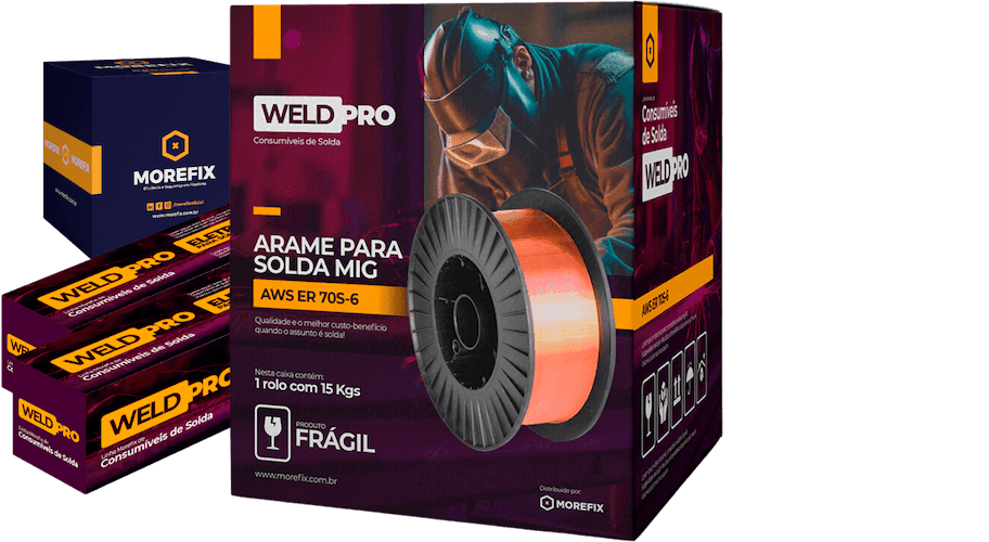 WeldPro · Arame para solda MIG AWS ER70S-6 e consumíveis de solda